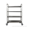 Stainless Steel Round Tube Four Tiers Food Cart